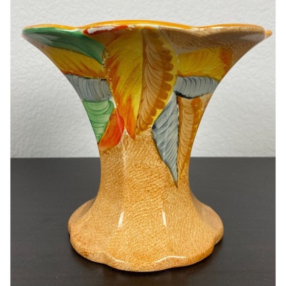 Hand Painted Wade Heath Vase Leaf design Art Deco 6" Tall England - Picture 2 of 7